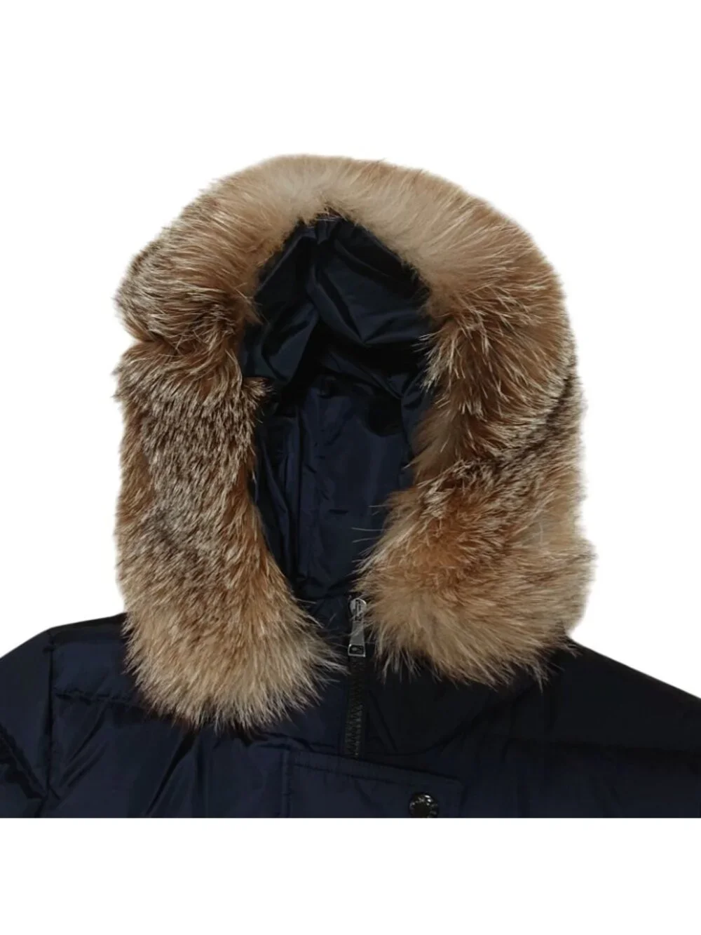 Moncler Khloe Down Coat Navy Fur Belt Included 4